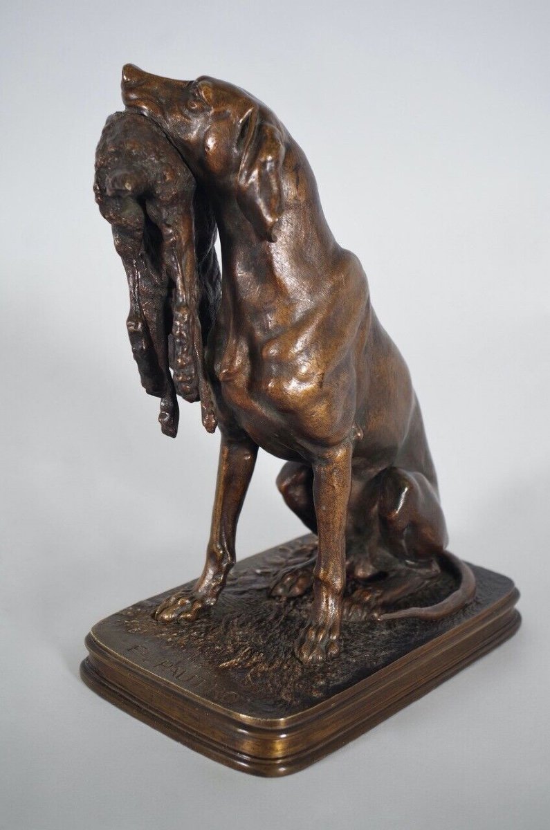 Ferdinand Pautrot - Braque au lièvre - Bronze-photo-5