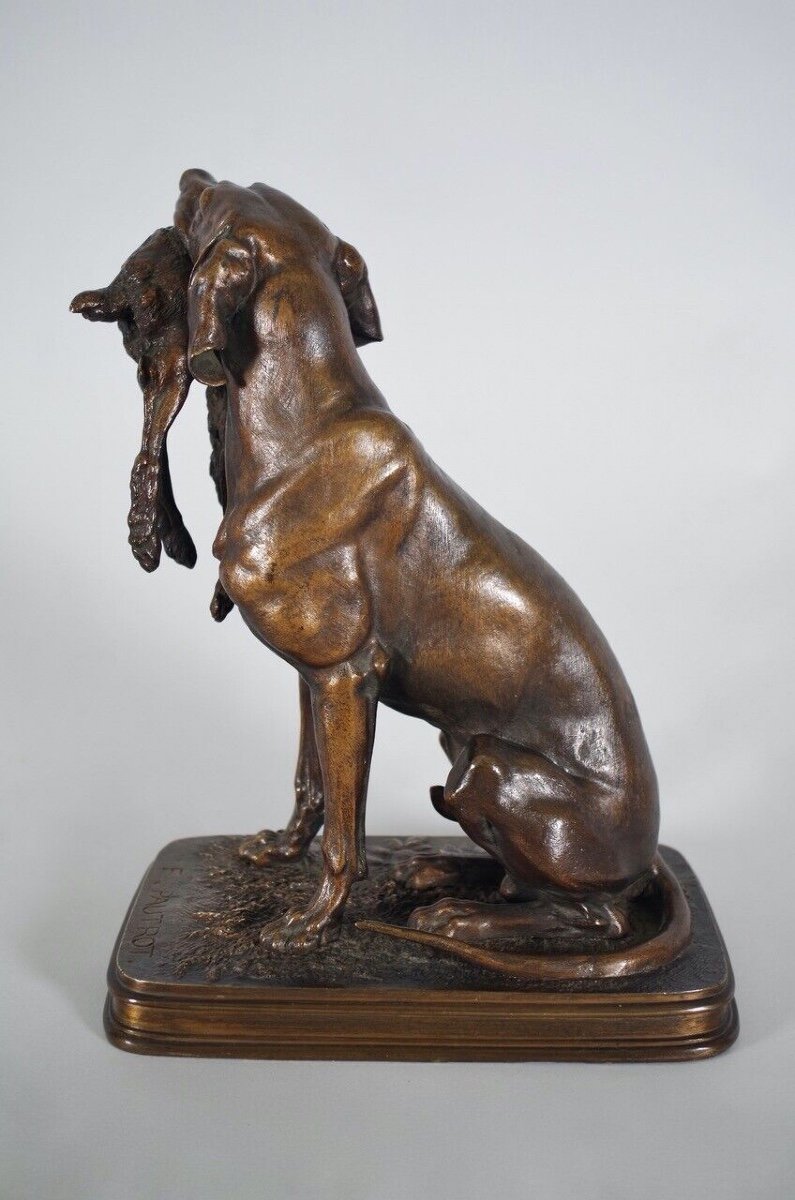 Ferdinand Pautrot - Braque au lièvre - Bronze-photo-6