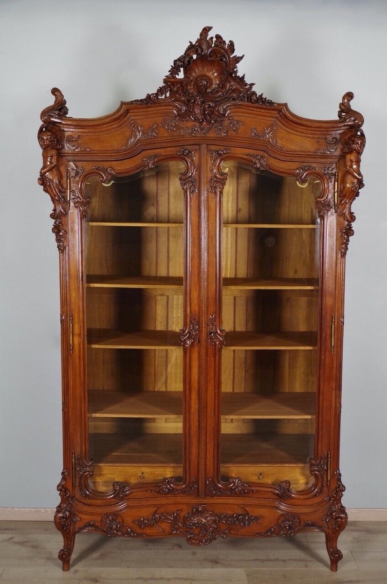 Bibliothèque style Louis XV rocaille 1900