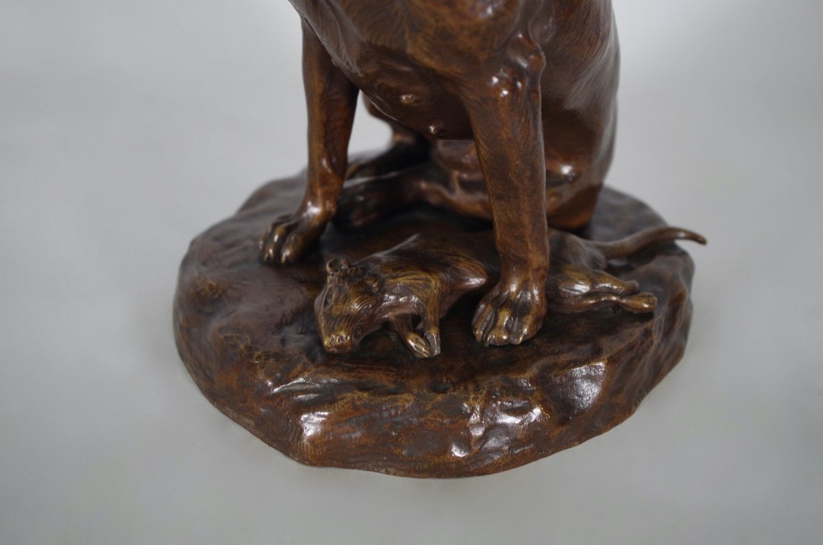 Stanislas Lami : Chien assis - Bronze-photo-6