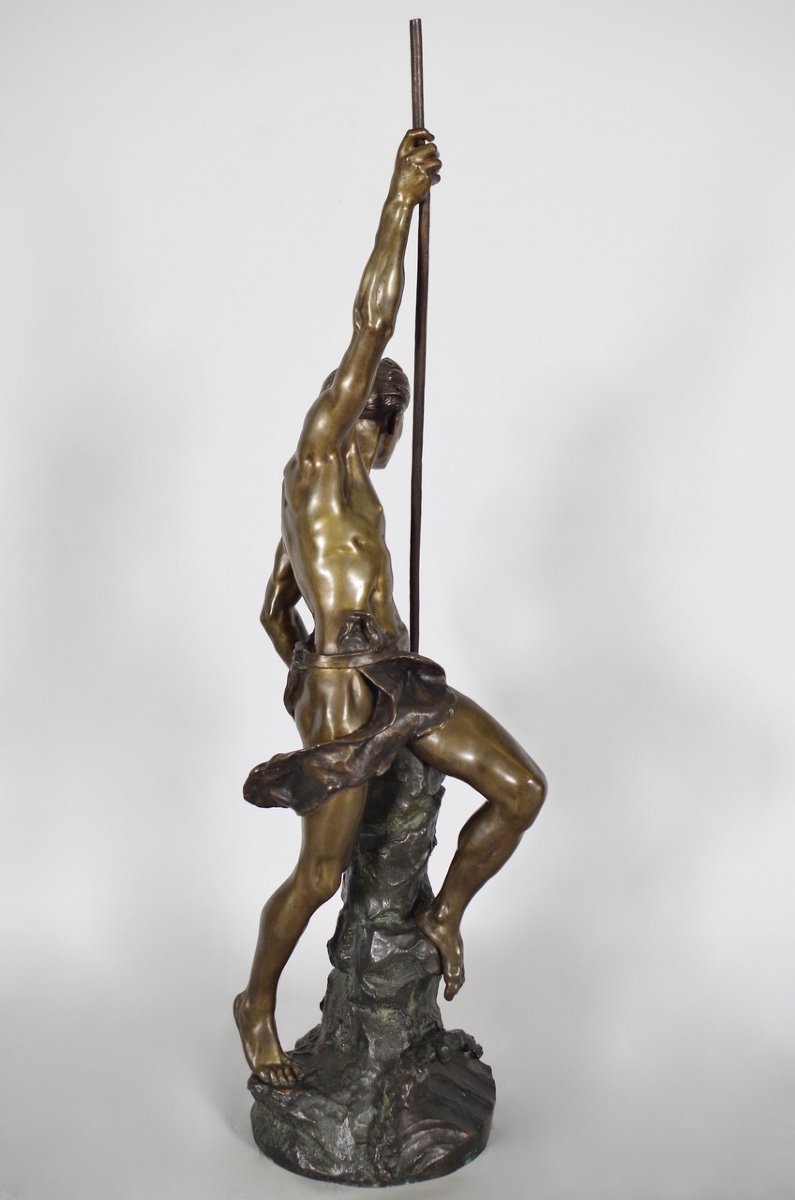 Ernest Justin Ferrand : Pêcheur au harpon - Bronze-photo-2