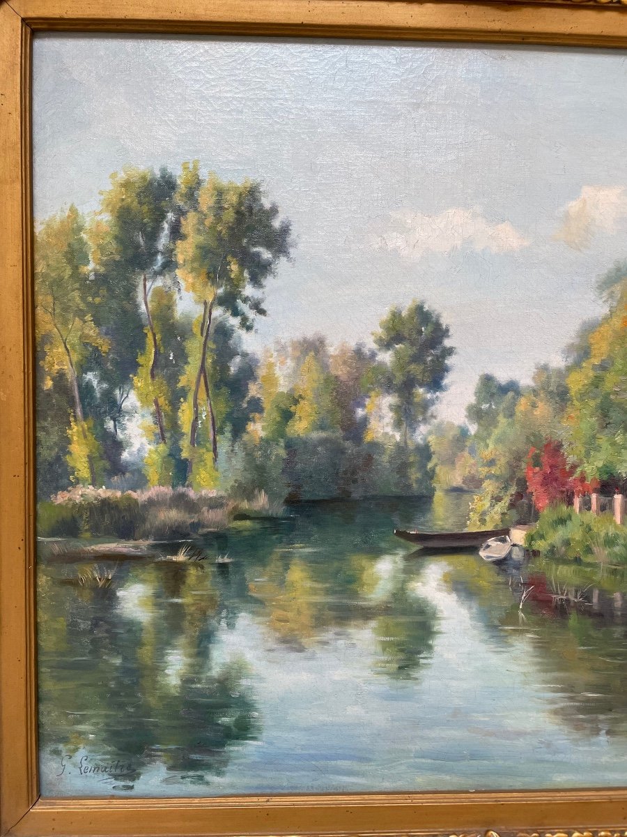 Gustave Lemaître : paysage de rivière-photo-3