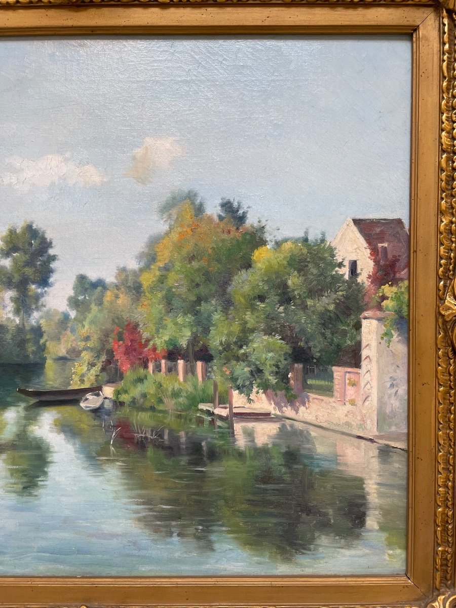Gustave Lemaître : paysage de rivière-photo-4