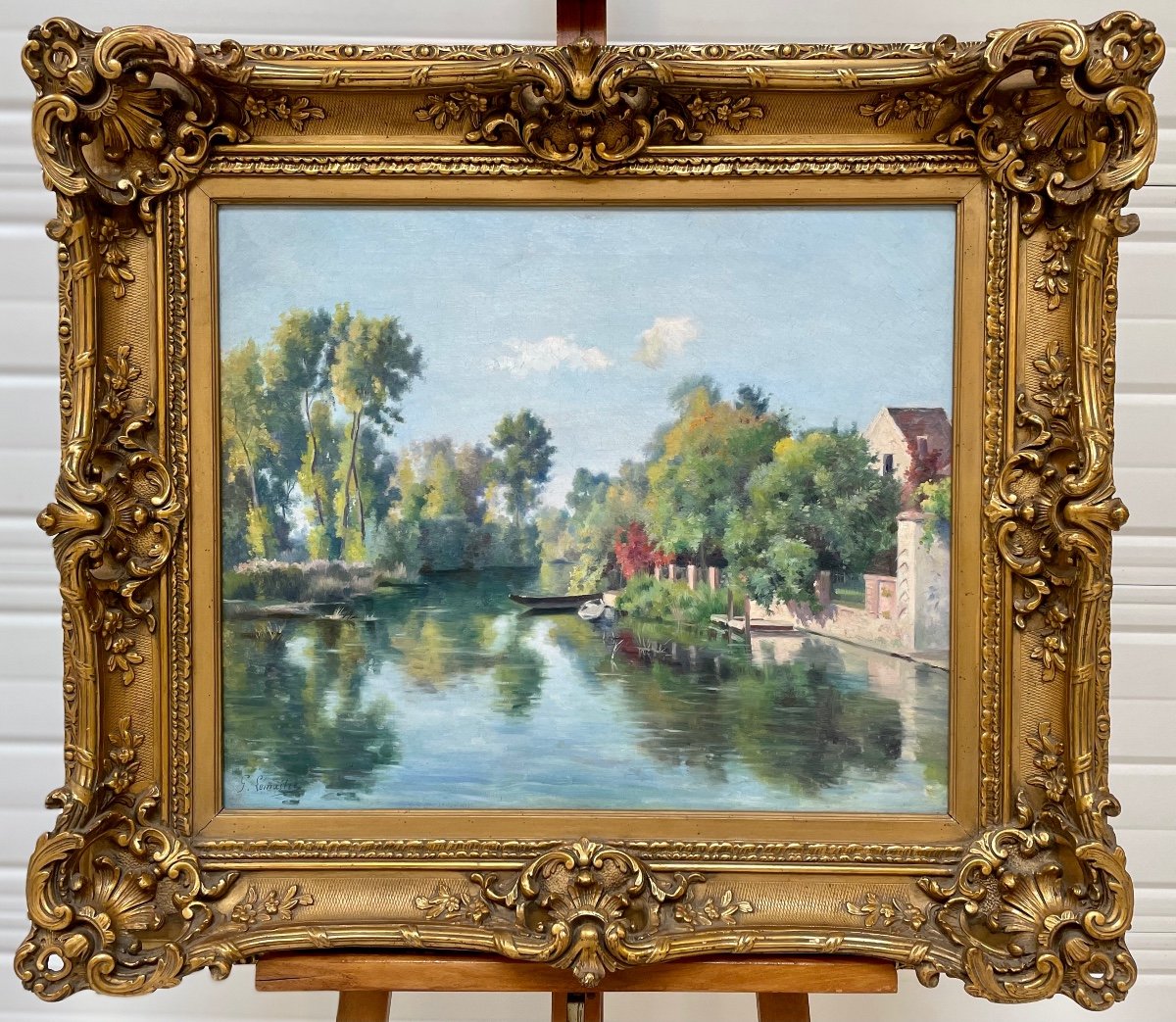Gustave Lemaître : paysage de rivière