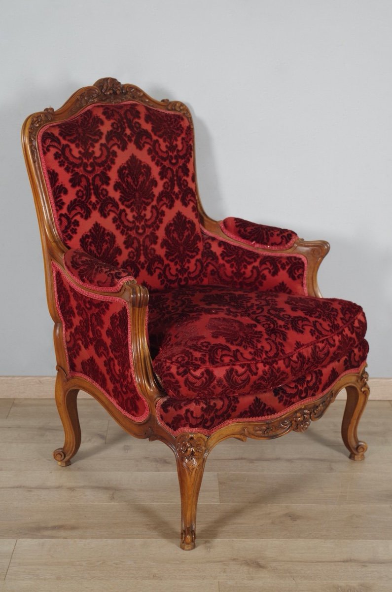 Pair Of Louis XV Style Walnut Armchairs 1900-photo-7