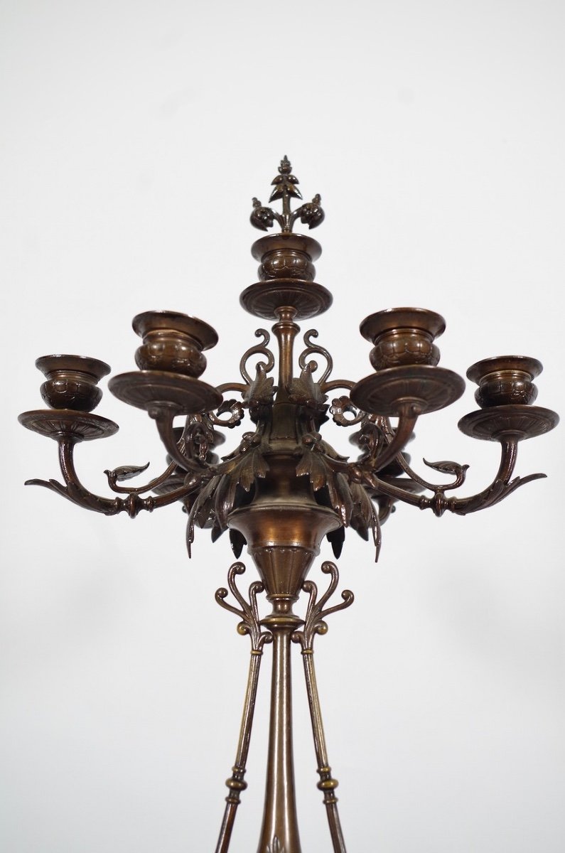 Paire de candélabres Napoléon III en bronze style Barbedienne-photo-3