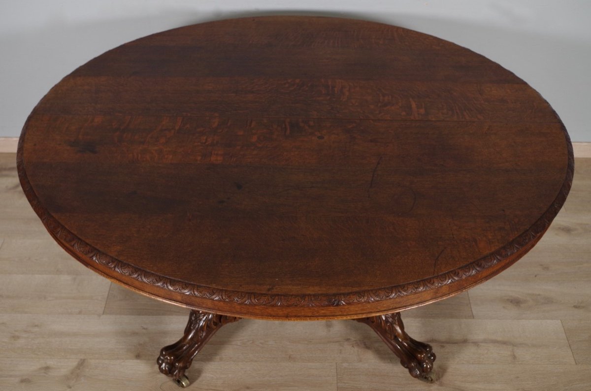 Oak Renaissance Style Pedestal Table 1900-photo-2