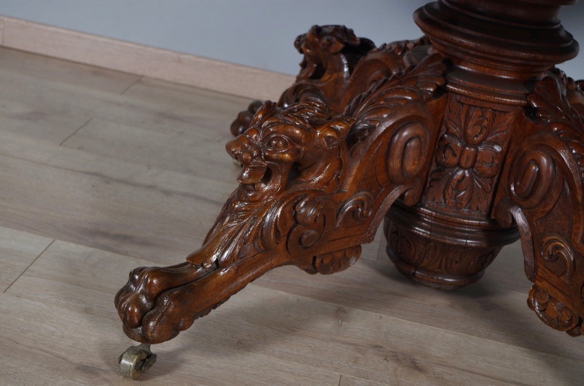 Oak Renaissance Style Pedestal Table 1900-photo-6