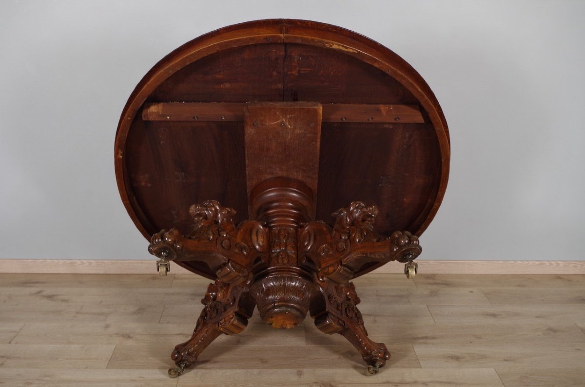 Oak Renaissance Style Pedestal Table 1900-photo-7