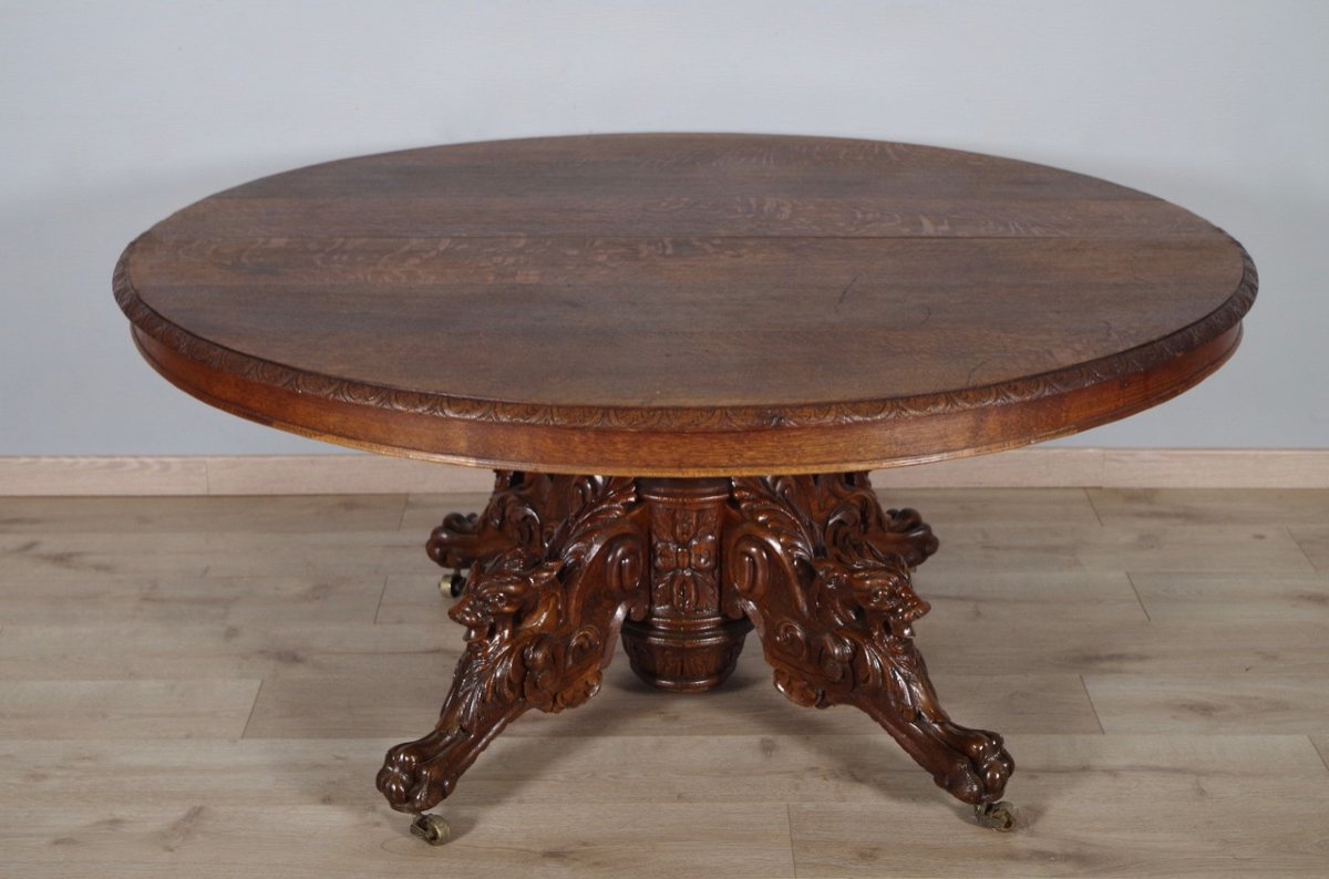 Oak Renaissance Style Pedestal Table 1900