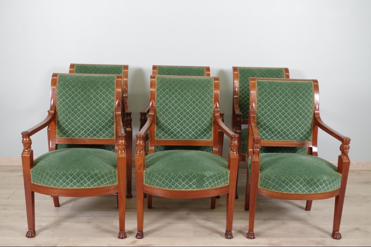 Six fauteuils  Retour d'Egypte style Jacob-Desmalter