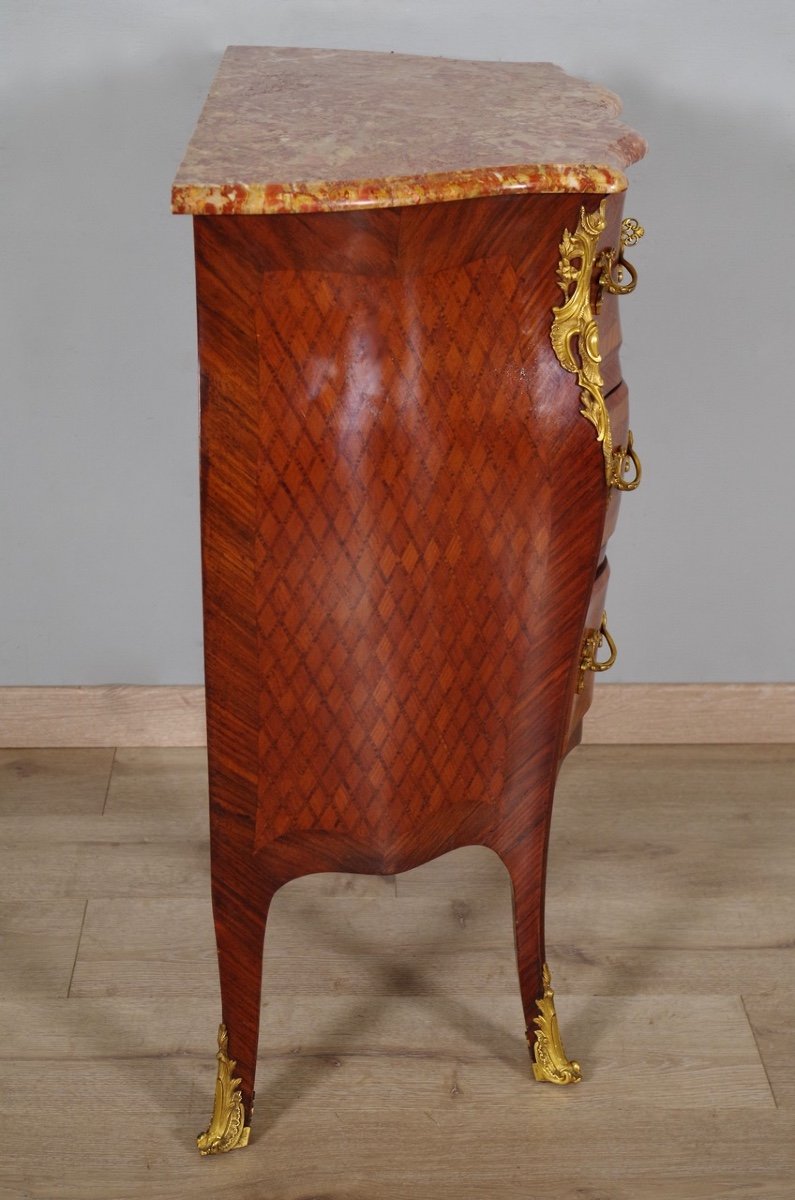 Louis XV Style Chest Of Drawers Gilt Bronze Marquetry-photo-7