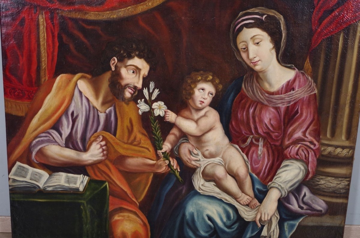 La Sainte Famille : tableau époque Louis XIII-photo-2