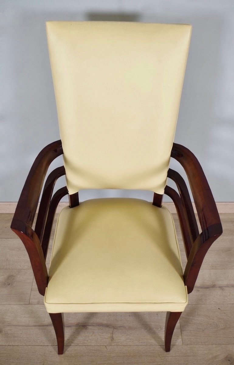 Paire de fauteuils Art déco acajou cuir-photo-1