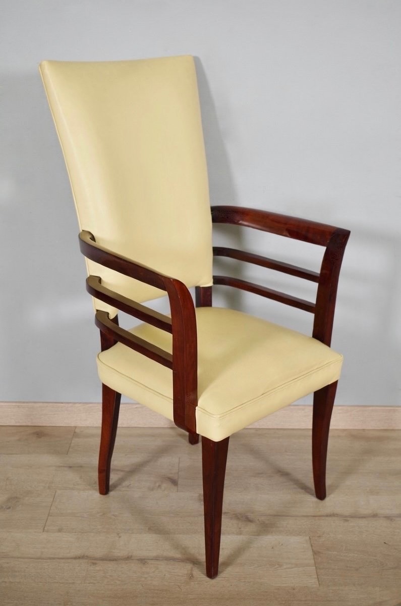 Paire de fauteuils Art déco acajou cuir-photo-3