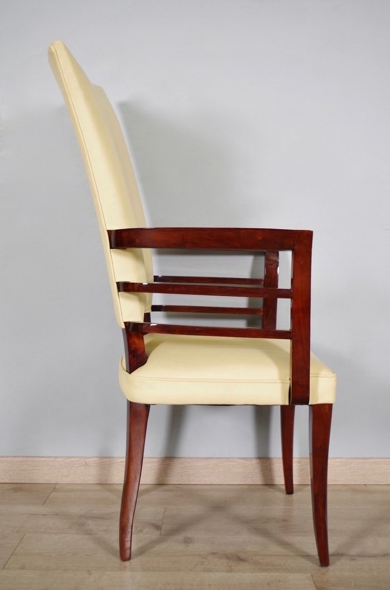 Paire de fauteuils Art déco acajou cuir-photo-4