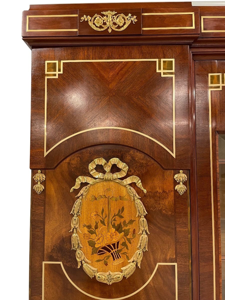 Louis XVI Style Bookcase With Gilt Bronze Marquetry-photo-3