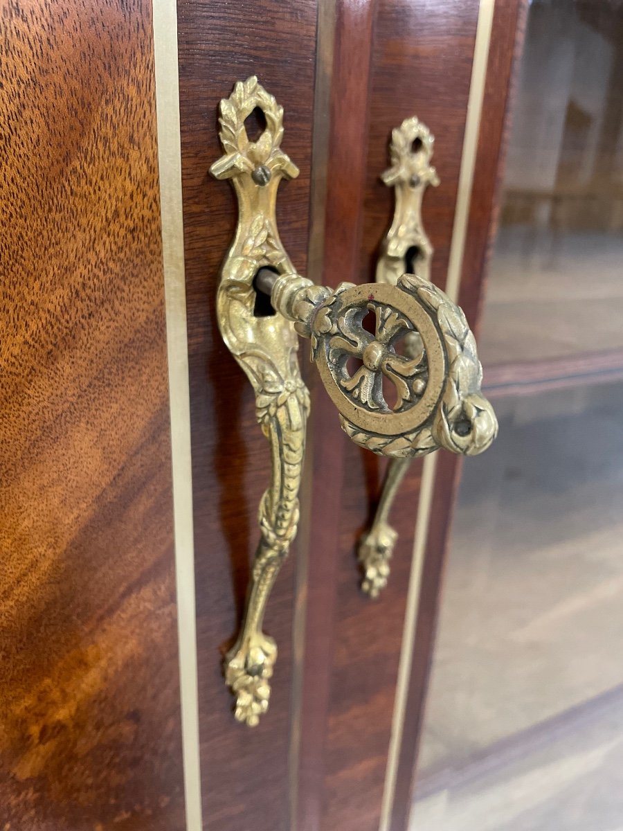 Louis XVI Style Bookcase With Gilt Bronze Marquetry-photo-2