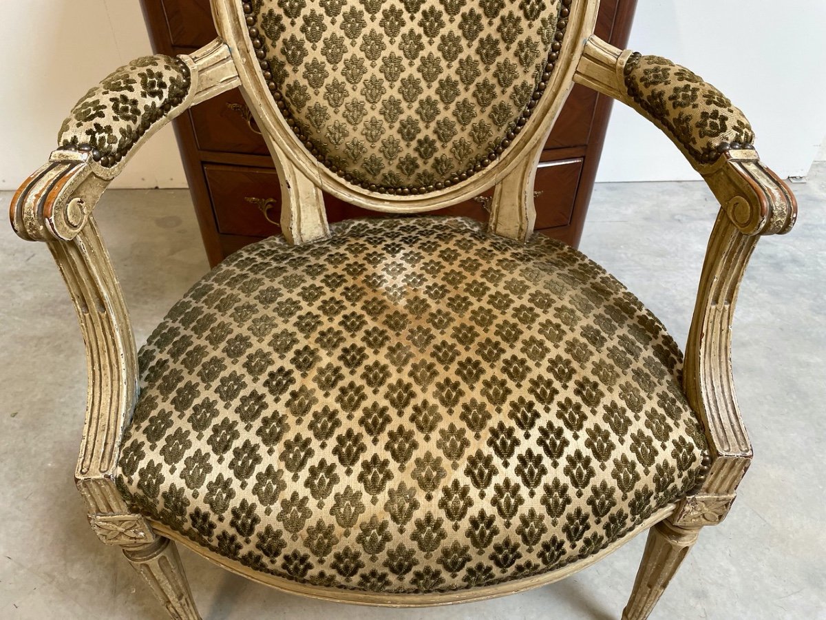 Fauteuil laqué époque Louis XVI-photo-4