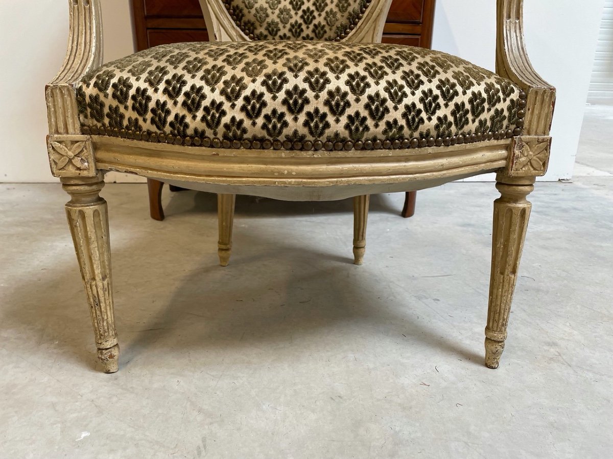Fauteuil laqué époque Louis XVI-photo-2