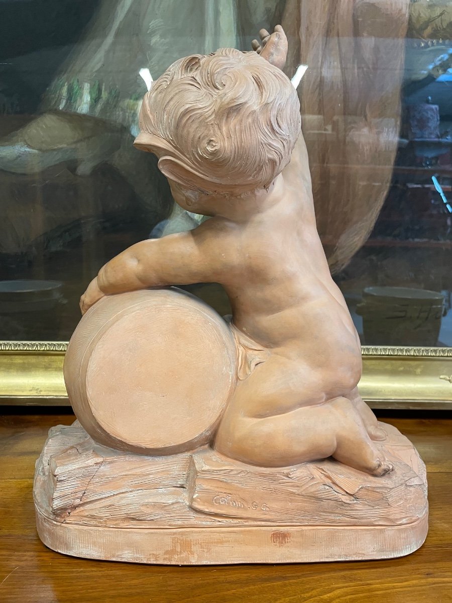 19th Century Terracotta: Putto With Amphora-photo-3