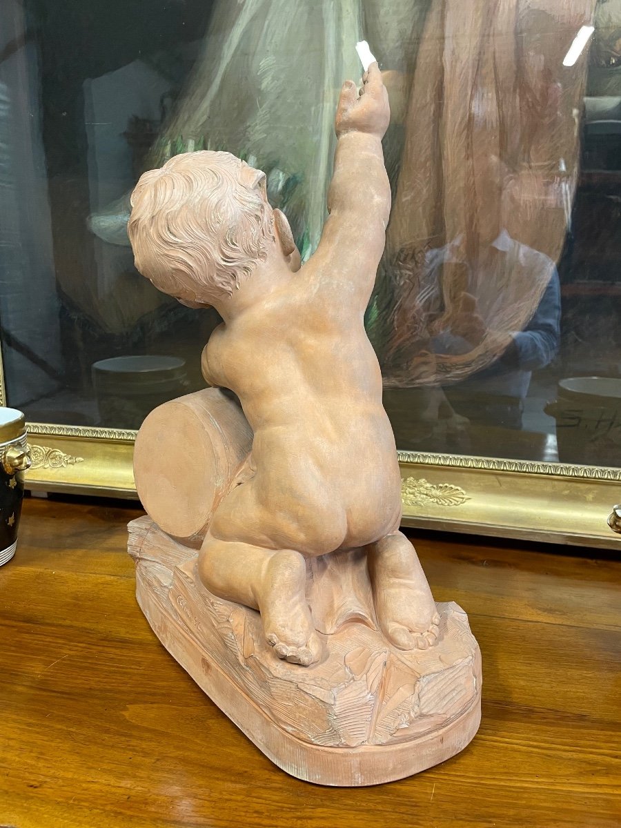 19th Century Terracotta: Putto With Amphora-photo-6