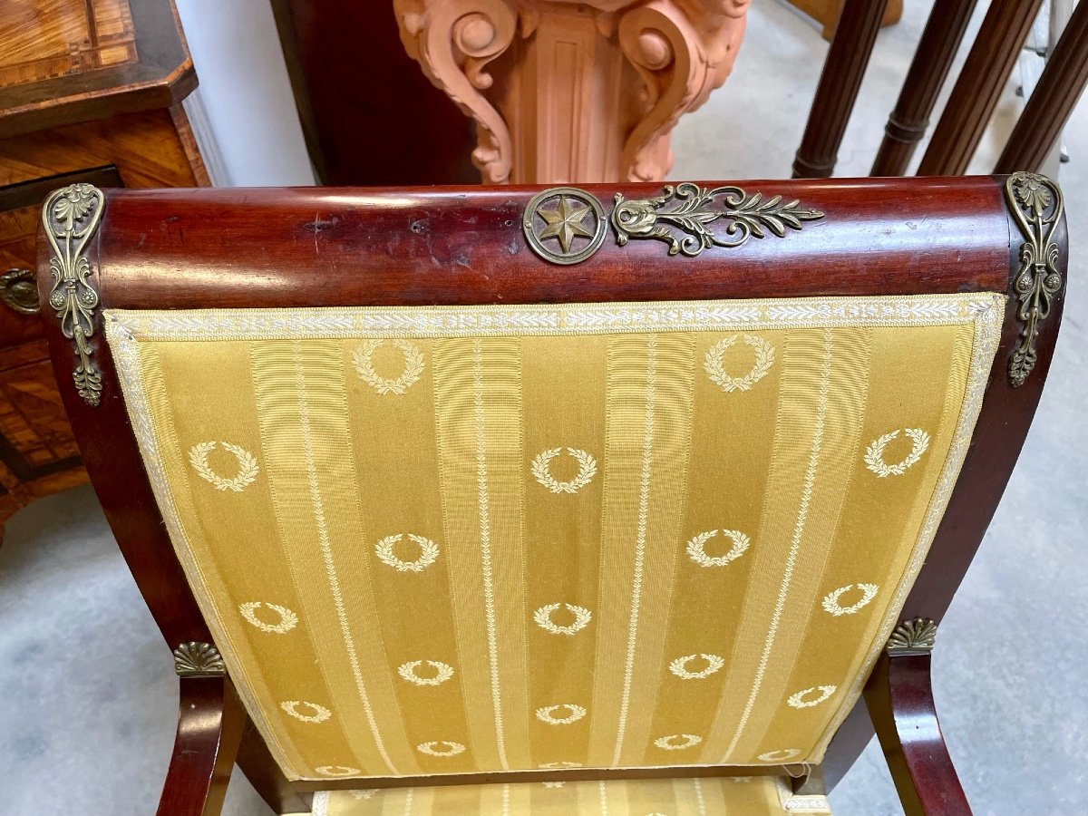 Pair Of Return From Egypt Style Armchairs In Gilded Bronzes-photo-3