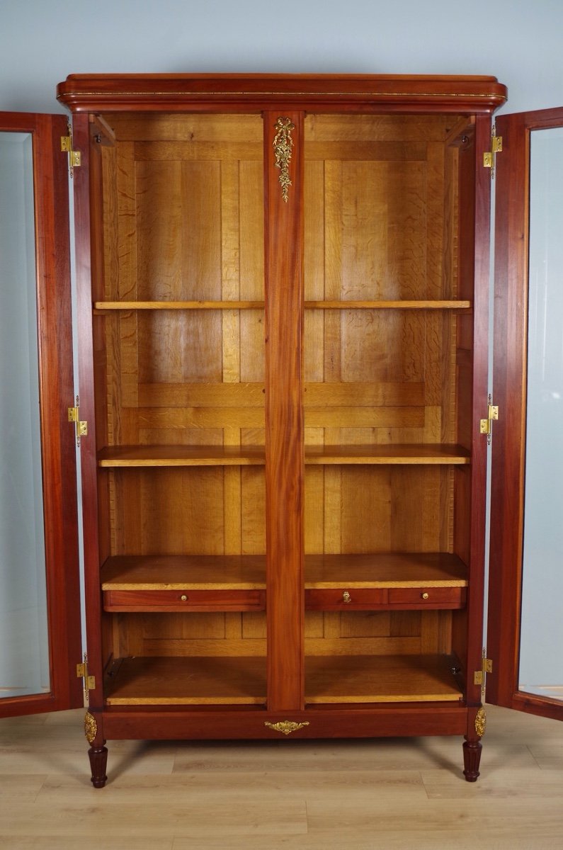 Louis XVI Style Mahogany Gilded Bronze Bookcase-photo-4