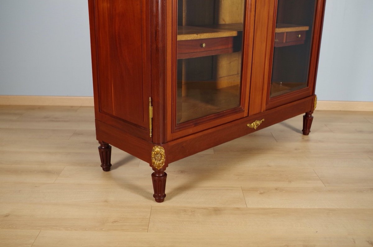 Louis XVI Style Mahogany Gilded Bronze Bookcase-photo-3