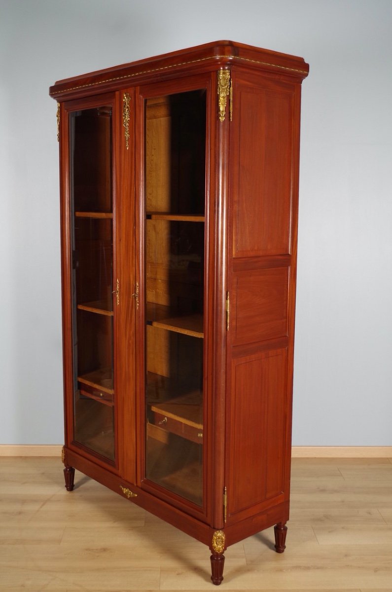 Louis XVI Style Mahogany Gilded Bronze Bookcase-photo-6