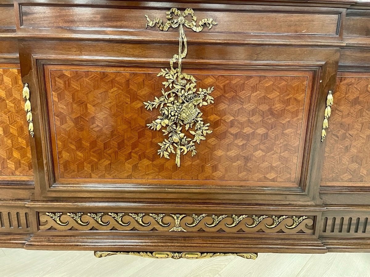 François Linke: Louis XVI Style Bed In Gilded Bronzes-photo-4