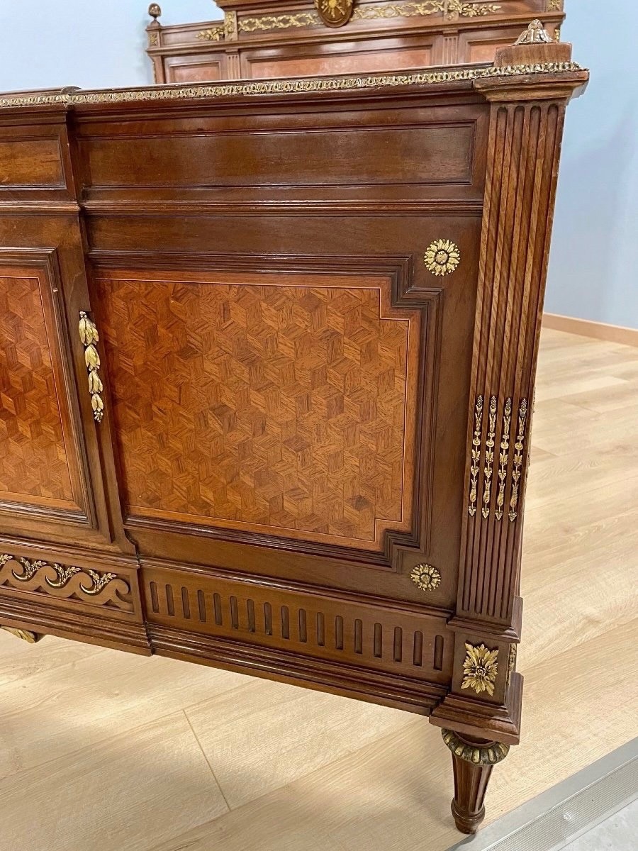 François Linke: Louis XVI Style Bed In Gilded Bronzes-photo-6