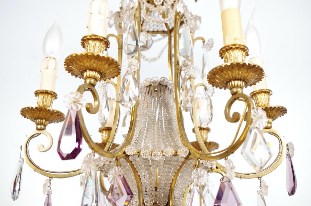 Louis XVI Style Bronze And Crystal Chandelier-photo-2