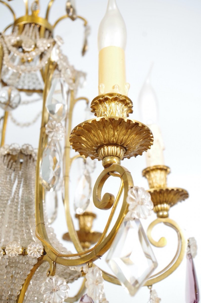 Louis XVI Style Bronze And Crystal Chandelier-photo-3
