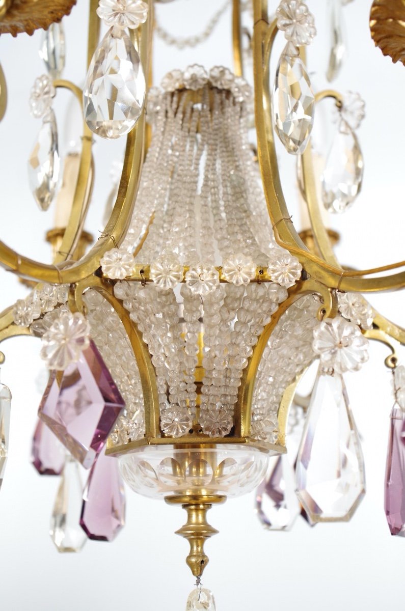 Louis XVI Style Bronze And Crystal Chandelier-photo-4