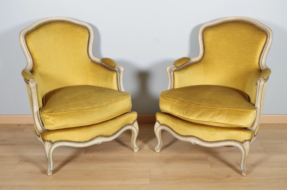 Pair Of Painted Louis XV Style Shepherdesses