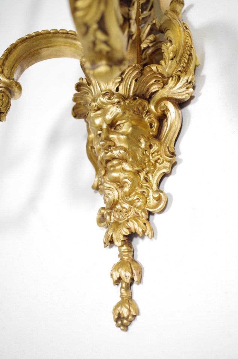 Henri Vian - Paire d'appliques dorées style Régence-photo-7
