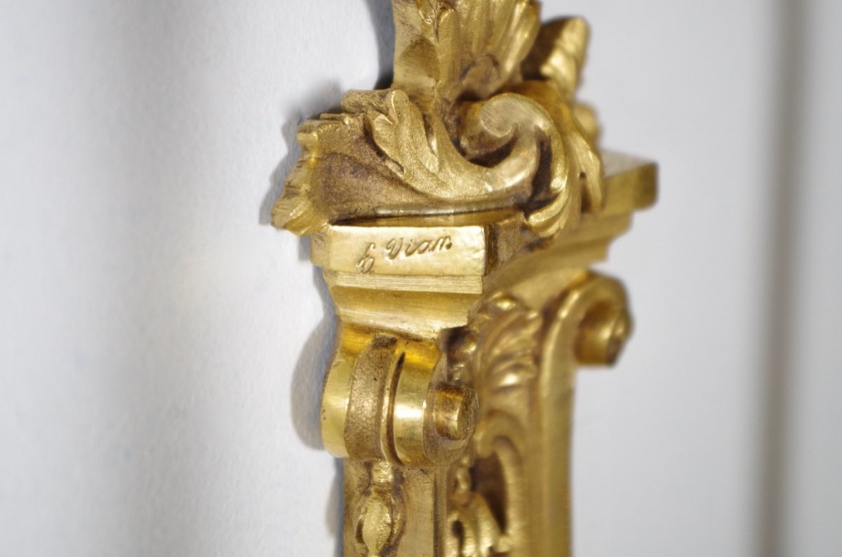 Henri Vian - Paire d'appliques dorées style Régence-photo-6