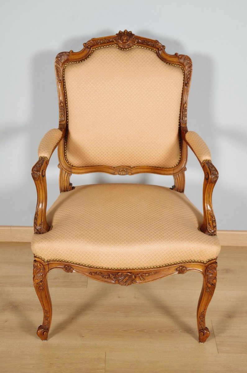 Paire de fauteuils style Louis XV noyer 1900-photo-2