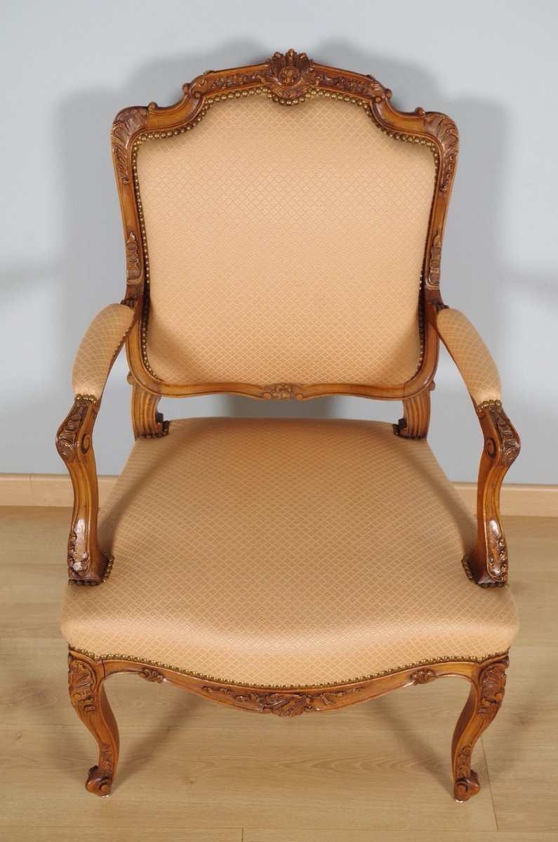 Paire de fauteuils style Louis XV noyer 1900-photo-3