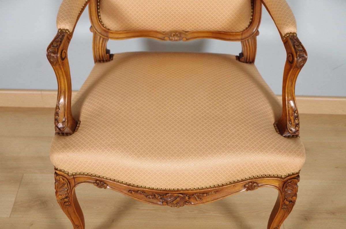 Paire de fauteuils style Louis XV noyer 1900-photo-1