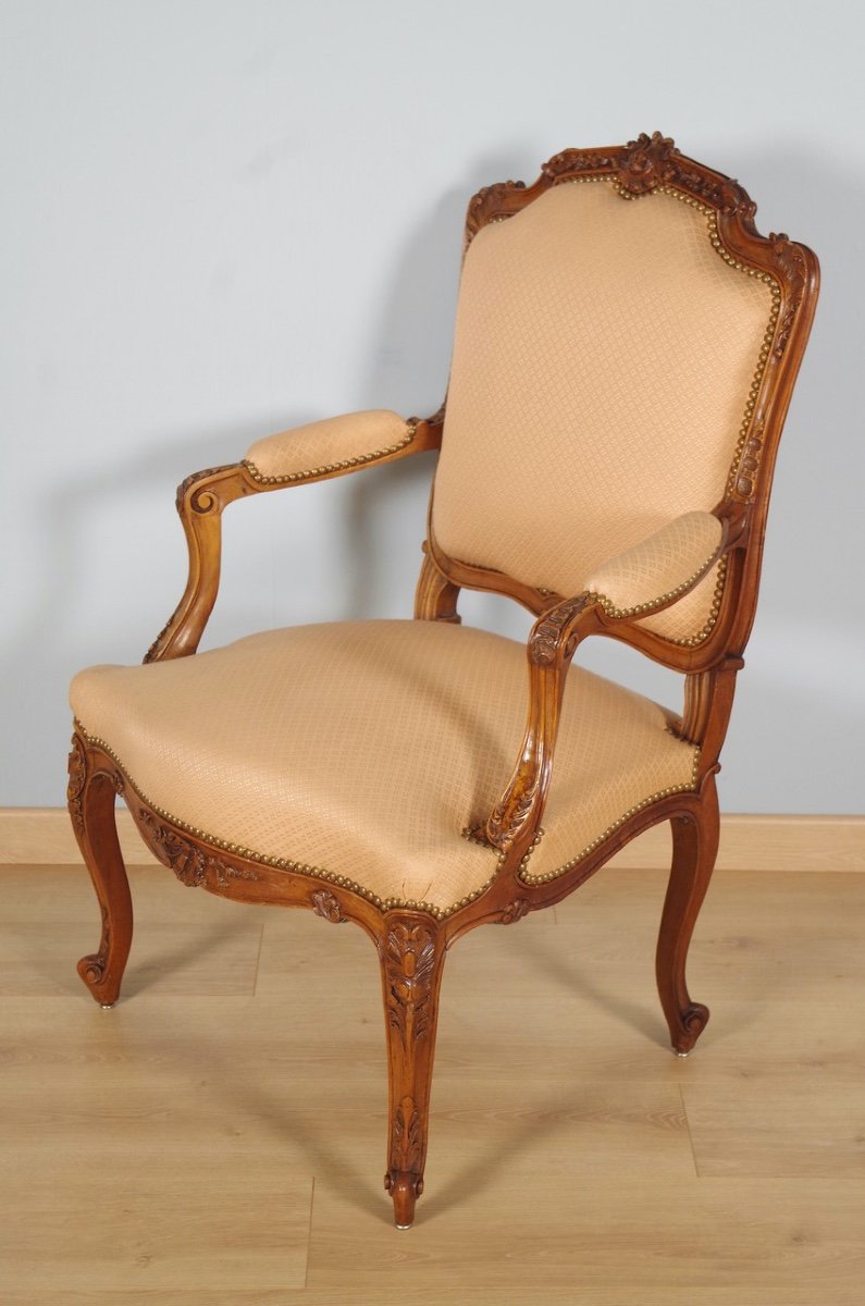 Paire de fauteuils style Louis XV noyer 1900-photo-3