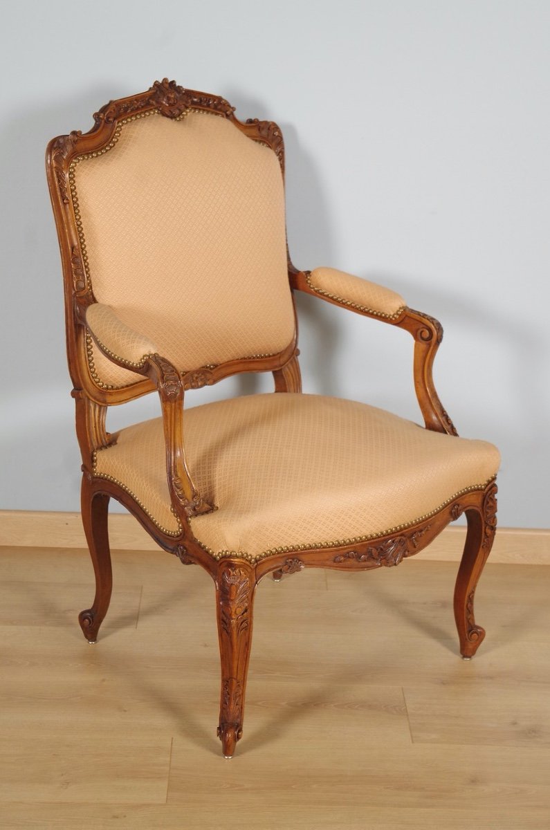 Paire de fauteuils style Louis XV noyer 1900-photo-4
