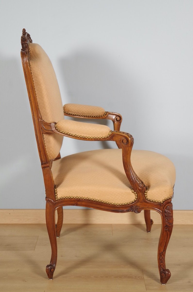 Paire de fauteuils style Louis XV noyer 1900-photo-6