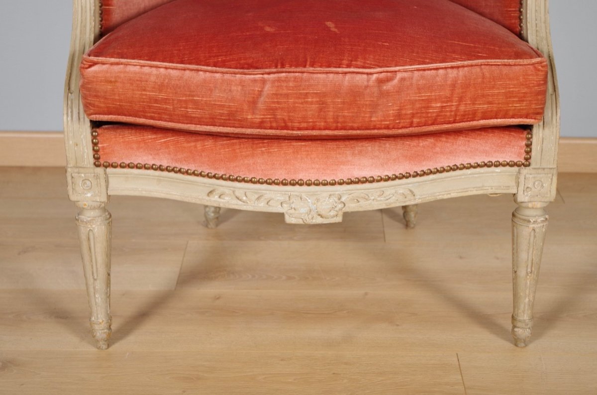 Bergère peinte style Louis XVI-photo-3