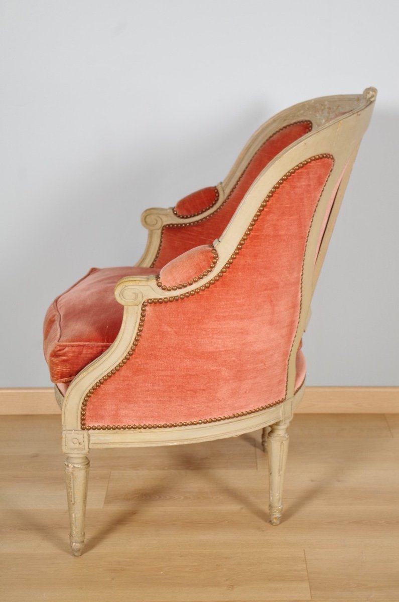 Bergère peinte style Louis XVI-photo-3