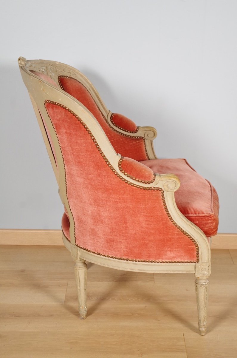 Bergère peinte style Louis XVI-photo-5