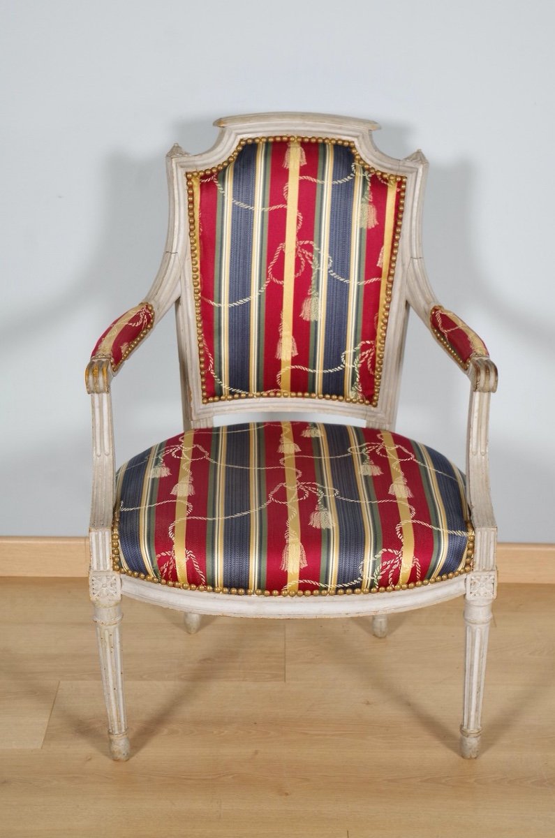 Fauteuil peint époque Louis XVI-photo-2