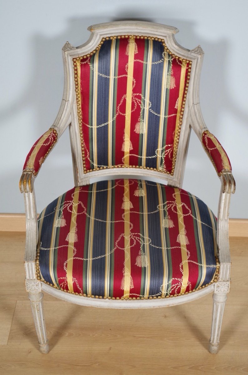 Fauteuil peint époque Louis XVI-photo-3