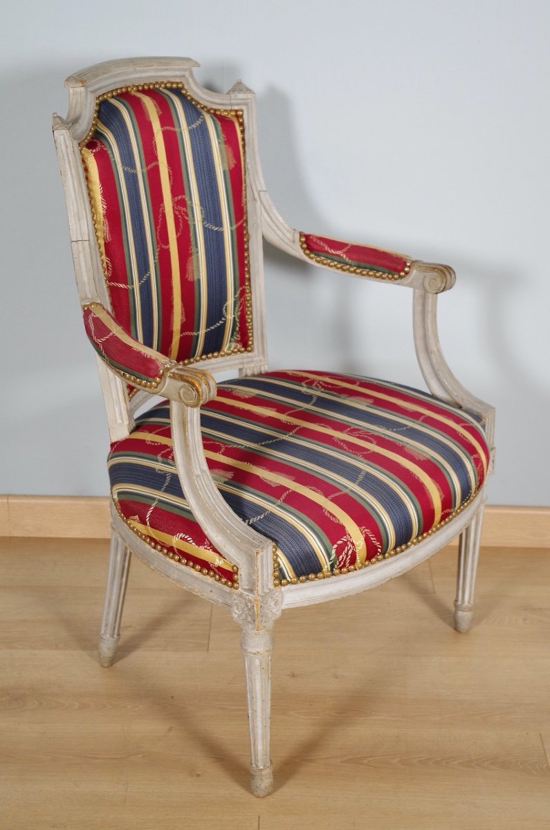 Fauteuil peint époque Louis XVI-photo-2